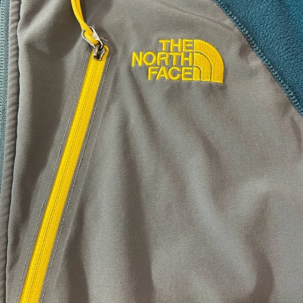 The North Face Gray and Teal Jacket with Yellow Accents